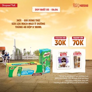  Thùng 48 hộp sữa lúa mạch MILO® ít đường x 180ml