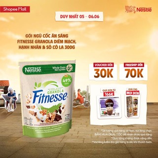 Ngũ cốc ăn sáng Fitnesse Granola Diêm Mạch, Hạnh Nhân & Sô Cô La (gói 300g)