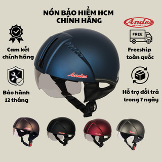 Mũ bảo hiểm Andes có kính âm 181 đi xe máy cho nam và nữ freesize chính hãng bảo hành 12 tháng