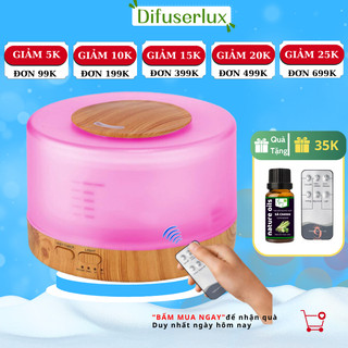 Máy xông tinh dầu trụ trong 500ml khuếch tán phun sông tinh dầu kèm điều khiển - DIFFUSERLUX