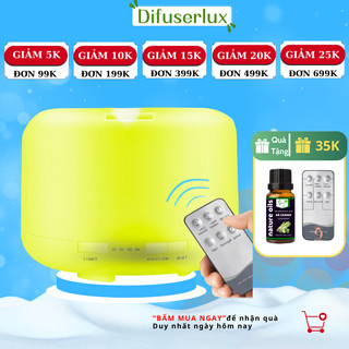 Máy phun sương tạo ẩm, khuếch tán tinh dầu có điều khiển đèn led 7 màu BH 12 tháng - DIFFUSERLUX