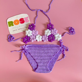 bikini, đồ bơi đi biển kết hoa xinh cho bé yêu (sẵn, hình shop chụp) size lớn ib