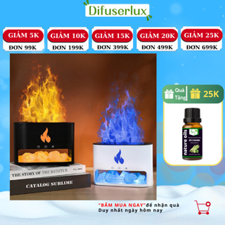 Máy xông tinh dầu Ngọn Lửa Đá Muối Himalya, hiệu ứng led 7 màu, tặng kèm Đá Muối theo máy - Diffuserlux