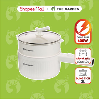 Nồi điện đa năng dung tích 2L THE GARDEN, vân đá chống dính kèm xửng hấp, công suất 600W - Hàng chính hãng
