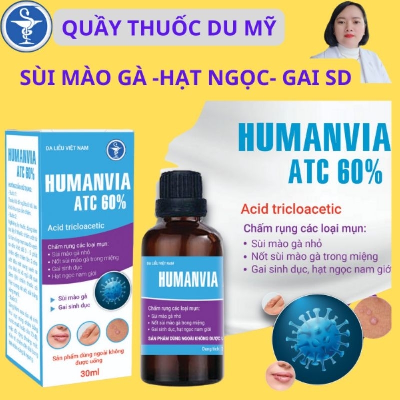 Humanvia ATC 60% thổi bay sùi mào gà mụn cóc mụn gai sd hạt ngọc Quầy thuốc Du Mỹ
