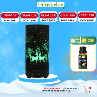 Máy xông tinh dầu ĐẾ XOAY thủy tinh hình hươu cây đen siêu đẹp - Diffuserlux