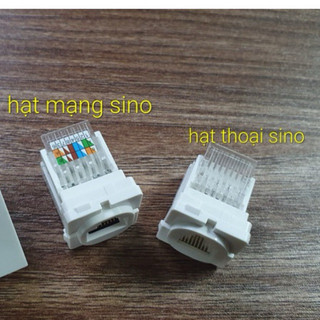 Hạt mạng âm tường cat6, hạt thoại âm tường cat3 vừa với mặt SINO vào dây bằng tay dễ dàng, vừa SINO—-