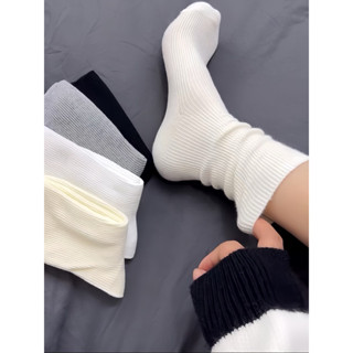 [ SET 5 ĐÔI / 10 ĐÔI ] Tất vớ gân trơn cotton cổ cao nam nữ 4 màu basic