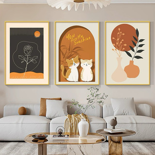 Tranh Treo Tường Phòng Khách/ Ăn/ Ngủ/ SHop quần áo Vintage Mèo thú cưng Lá Hoa Decor Chụp ảnh Tráng Gương