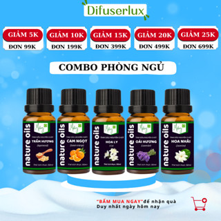 [Combo phòng ngủ] Combo phòng ngủ gồm 5 loại tinh dầu Mây 10ml: Trầm hương, Oải Hương,Hoa nhài, Hoa Ly, Cam ngọt 10ml