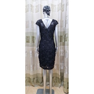 Đầm ren may hoa 3D đen XSCAPE
