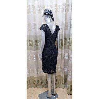 Đầm ren may hoa 3D đen XSCAPE