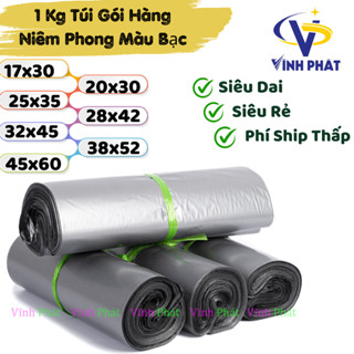 1Kg Túi niêm phong, túi gói hàng 3 lớp màu Bạc siêu dai, siêu bóng cực xinh đủ các size