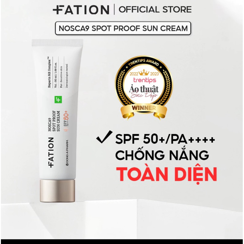 (lẻ 1 chai) Kem Chống Nắng Fation Nosca9 Spot Proof Sun Cream SPF 50+ PA++++