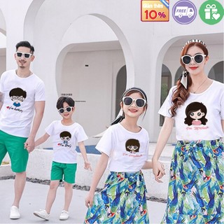 Áo thun gia đình 3 người bố mẹ và bé áo gia đình 3 4 5 người set gia đình đồ đôi đồng phục đi biển -gd018
