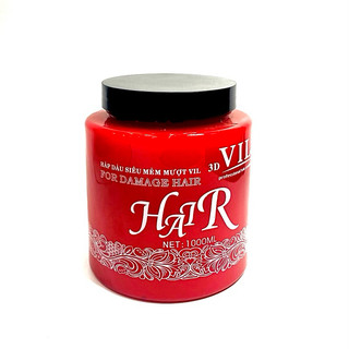 Hấp dầu siêu mềm mượt Vil 3D Collagen và Biotion phục hồi tóc hư tổn 1000ml.