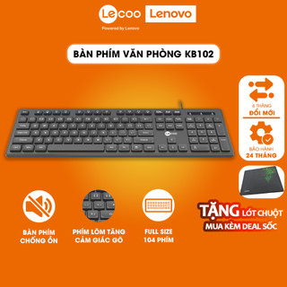 Bàn phím máy tính văn phòng chống ồn Lecoo KB102 Mỏng Nhẹ Fullsize Keycap ABS Silent Hàng Chính Hãng