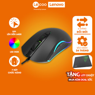 Chuột Gaming có dây chơi Game Máy Tính Lecoo MS108 Có 7 nút chức năng RGB Led DPI 6400 Chính Hãng