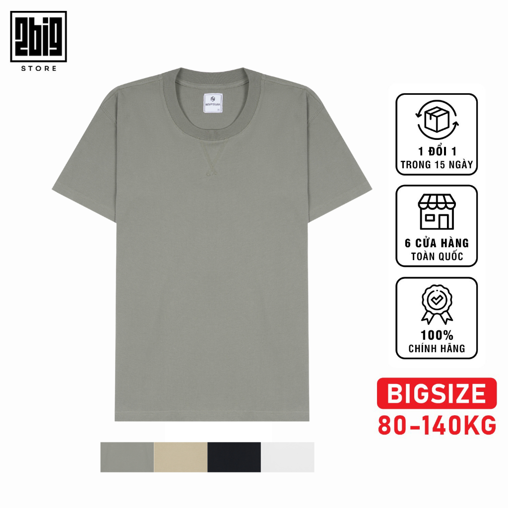 ÁO THUN BASIC CỔ TRÒN HỌA TIẾT CHỮ V 24012 BIGSIZE NAM 80-140KG - 2BIG NAVYSTAR