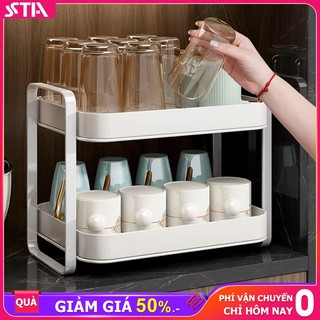 Sta giá úp cốc 2 tầng kệ úp ly chén đa năng có khay thoát nước, tháo rời
