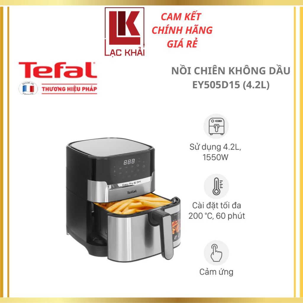 Nồi chiên không dầu Tefal EY505D15 -Dung tích 4.2 Lít - Công nghệ chiên Rapid Air - Hàng chính hãng