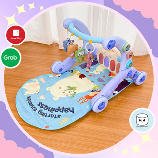 Thảm nhạc cao cấp cho bé sơ sinh kiêm xe tập đi có nhạc đàn piano 6in1 9BABY gấu xanh