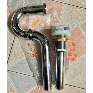 Bộ xả lavabo nút nhấn - xi phông xả đồng thau cao cấp