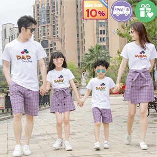 Áo gia đình đi biển 3 4 5 người set gia đình đồ đồng phục bố mẹ và con trai con gái -gd159