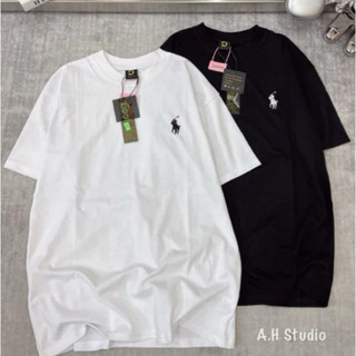 Áo Thun Thêu Logo Ngựa Cổ Tròn Basic Chất Cotton Thoáng Mát Mùa Hè