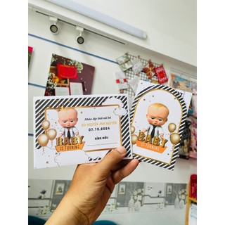 💙(Rẻ vô địch) Thiệp Thôi nôi sinh nhật bé trai BABY BOSS