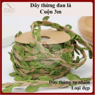 Dây thừng đan lá, cuộn 3 mét, dây 1.5mm, làm đồ trang trí, handmade, diy