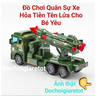 Đồ chơi xe chở tên lửa, xe hỏa tiễn quân sự cho bé loại lớn có trớn