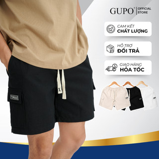 Quần Short Túi Hộp Kaki Unisex GUPO Local Brand Cargo Lưng Chun Trên Gối  Trẻ Trung