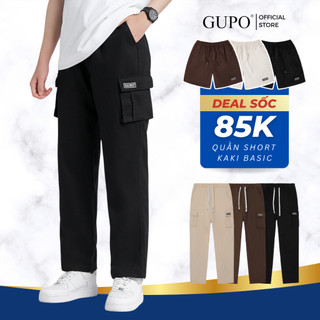 Quần Ống Suông Túi Hộp Kaki Bigsize GUPO Local Brand Cargo Unisex Form Rộng Lưng Thun Trẻ Trung