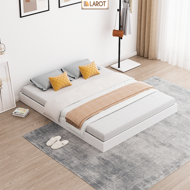 Giường đôi giường pallet Larot 1m6x2m phong cách Hàn Quốc trắng decor phòng- LP311.01