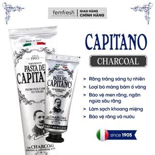 Kem đánh răng  Than Hoạt Tính Capitano Charcoal hấp thụ chất gây ố vàng, làm trắng răng sine 1905 [Màu xám]