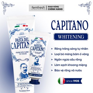 Kem đánh răng làm trắng răng Capitano Whitening giúp tẩy trắng cho nụ cười tự tin tuýp 75ml - sine 1905 