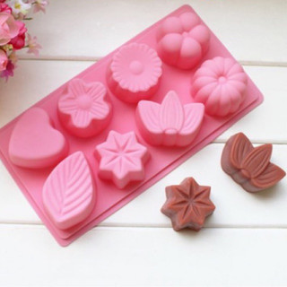 Khuôn silicon hoa lá 8 ô - khuôn thạch, pudding, socola 13x24cm