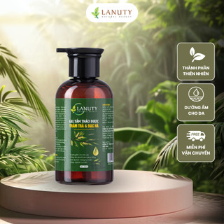 Gel tắm thảo dược tràm trà bạc hà LANUTY thành phần dược liệu tự nhiên dưỡng ẩm da lọ 350ml