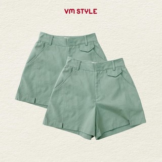 Quần short kaki nữ VMSTYLE xẻ lai túi nắp lưng cao ống rộng nhiều màu thời trang 813 - SKU00020