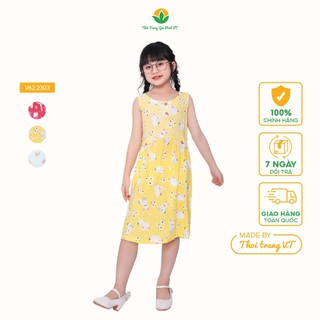 Váy lanh bé gái sát nách phối ren mùa hè thời trang Việt Thắng thoáng mát - V62.2303