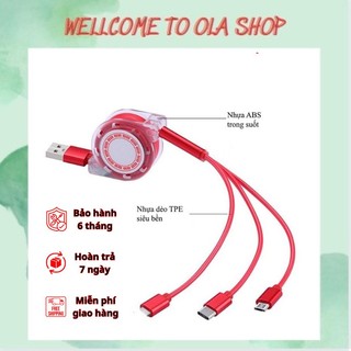 Cáp sạc 3 đầu rút gọn dài 1m tiện lợi
