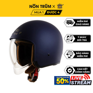 Nón bảo hiểm 3/4 kính âm Royal M139 xanh mực nhám chính hãng bảo hành 12 tháng freeship toàn quốc