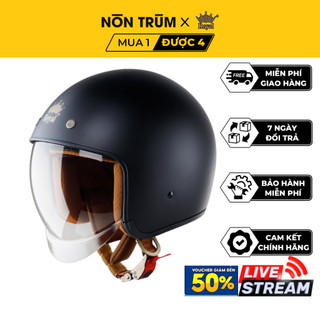 Mũ bảo hiểm 3/4 Royal M139 màu đen nhám mờ có kính âm size M L XL XXL chính hãng bảo hành 12 tháng