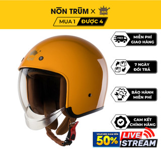 Mũ bảo hiểm 3/4 Royal M139 có kính âm màu vàng nghệ bóng cho nam và nũ đi xe máy tại Nón Trùm