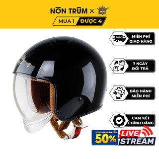 Mũ bảo hiểm 3/4 Royal M139 kính âm đen bóng  đi xe máy chính hãng bảo hành 12 tháng