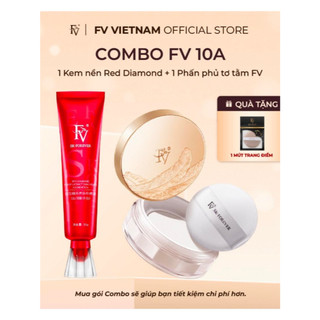 COMBO FV 10A - Kem nền kim cương đỏ che khuyết điểm + Phấn phủ tơ tằm FV (có mẫu lấp lánh)