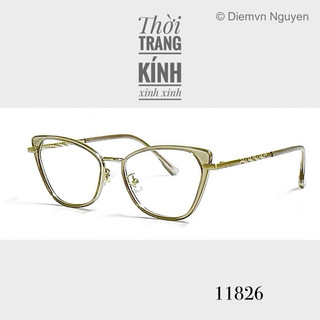 Gọng kính cận mắt mèo vuông cho nữ, kiểu dáng mắt mèo xếch góc thời trang, càng kính mãnh, mã 11826