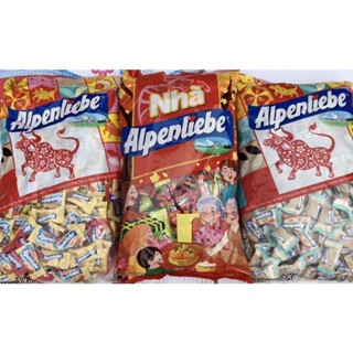 Túi 1kg Tết Alpenliebe Caramen sữa+ Dâu sữa và Cafe sữa+ Hồng trà sữa và Hương trà cam quế +trà bưởi mật ong
