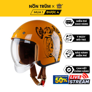 Mũ bảo hiểm 3/4 Royal có kính âm M139 chính hãng V7 bóng đi xe máy đi phượt bảo hành 12 tháng